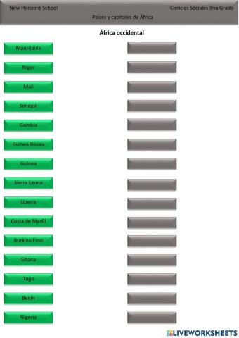 Paises y capitales de África Occidental 9no