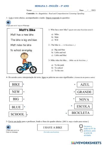 3° ano - inglês - semana 2