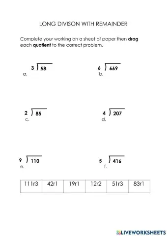 Dividing With Remainders