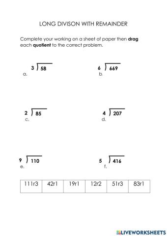 Dividing With Remainders