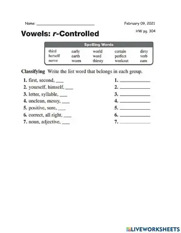 English 3rd HW 02-09