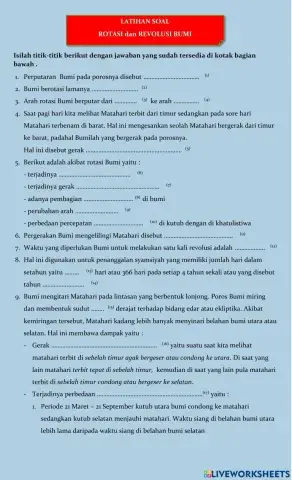 LK Rotasi dan Revolusi Bumi