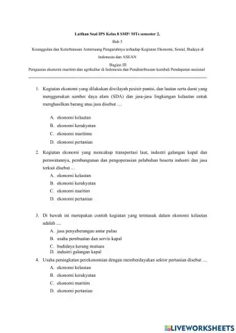 Bagian III Penguatan ekonomi maritim dan agrikultur di Indonesia dan Pendistribusian kembali Pendapatan nasional