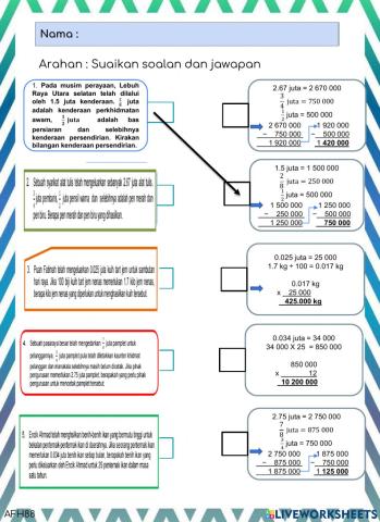 Perpuluhan & Pecahan Juta