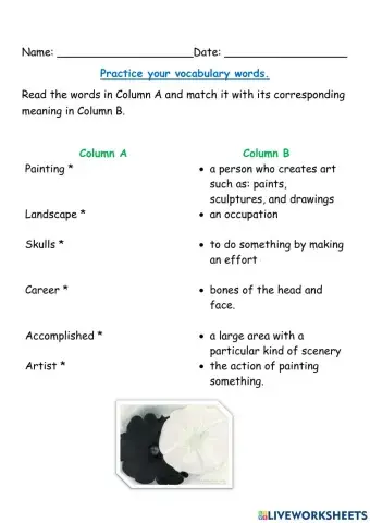 Georgia O-keeffe Vocabulary Worksheet