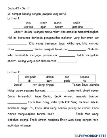 Bahasa Melayu Tahun 6 Soalan 21