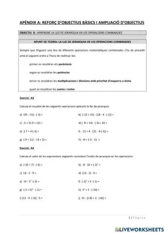 Operacions combinades amb enters