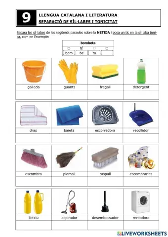 Separació síl·labes i tonificació - Fitxa 9