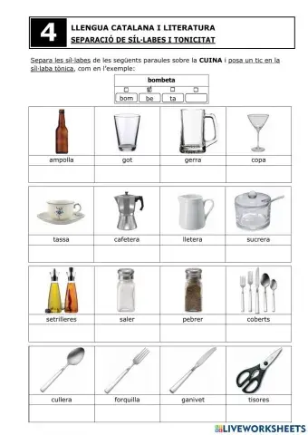 Separació síl·labes i tonificació - Fitxa 4