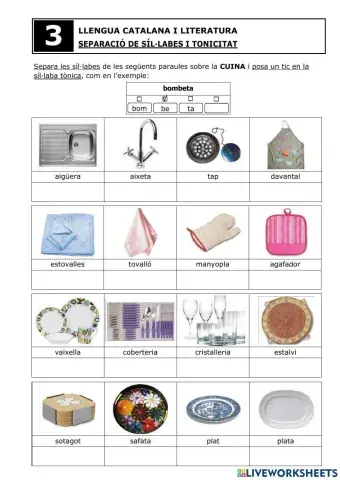 Separació síl·labes i tonificació - Fitxa 3