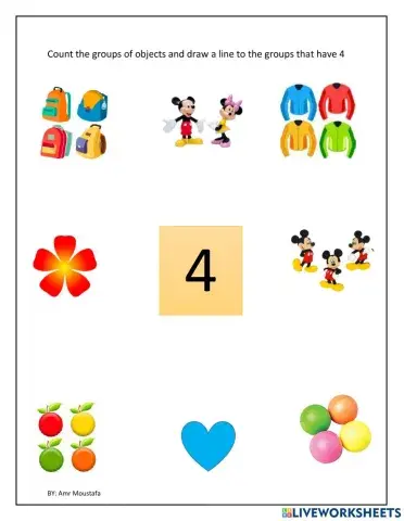 Match number the 4 with same quantity