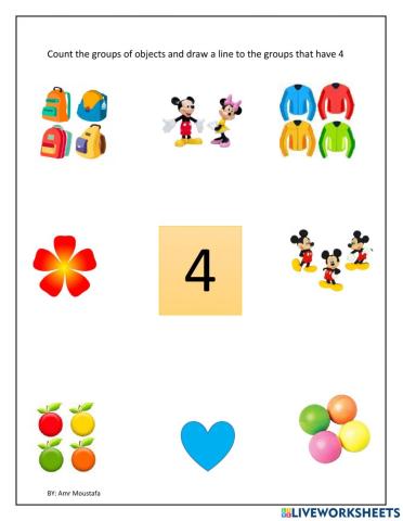 Match number the 4 with same quantity