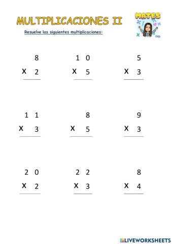 Multiplicaciones por una cifra-fáciles II