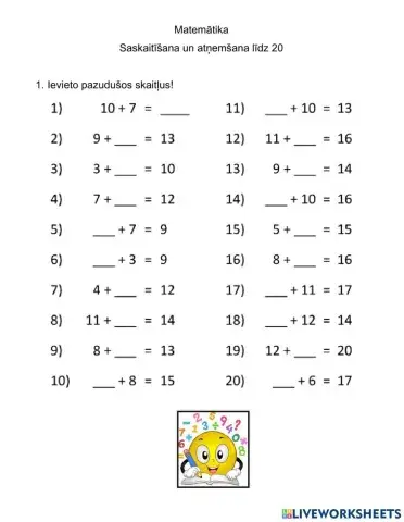 Saskaitīšana līdz 20