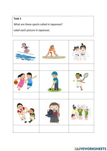Sport vocab sheet 1