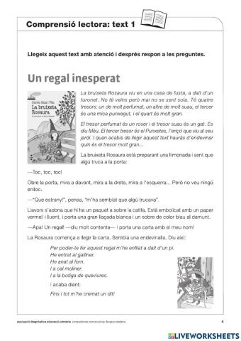 Comprensió lectora: -Un regal inesperat-