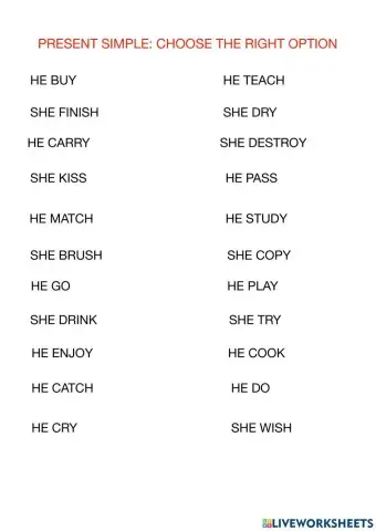 Present Simple: -s- -es- -ies