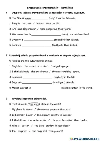 Stopniowanie przymiotników