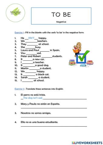 LESSON -2 - TO BE negative