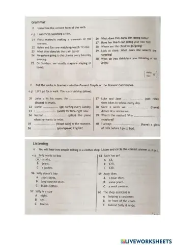 Present simple present continuos