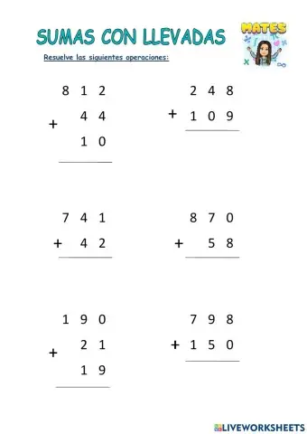Sumas con llevadas fáciles