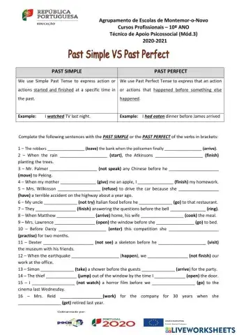 Past Simple Vs Past Perfect