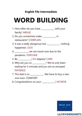 EF Intermediate Word building