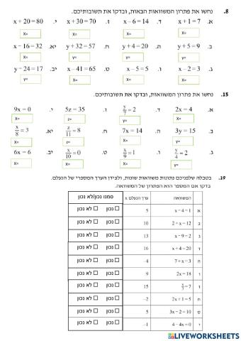 משוואות הכרות כיתה ז