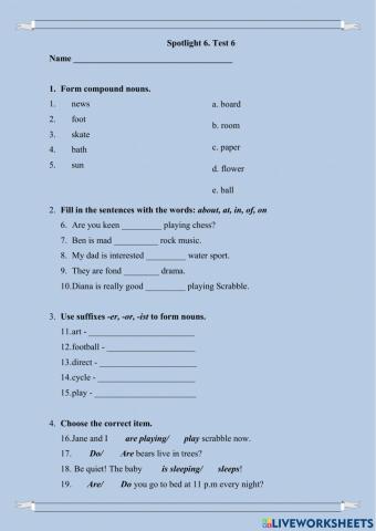 Spotlight 6. Module 6. Check work.