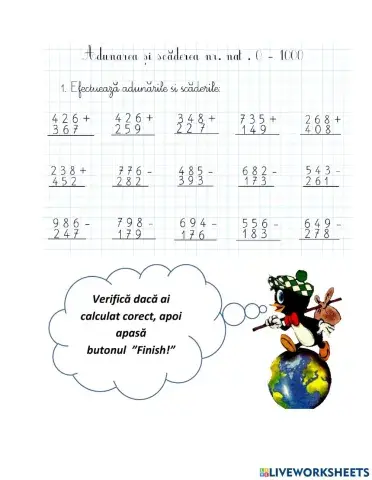 Adunări și scăderi 0-1000