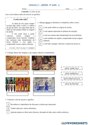 5°ano A - Artes - semana 3 - Liceu