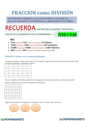 Fracción como división