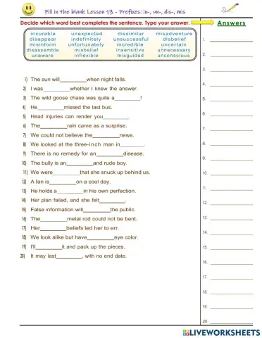 Lesson 13 - Prefixes