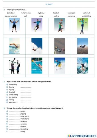 E8 U10 Sport Vocabulary