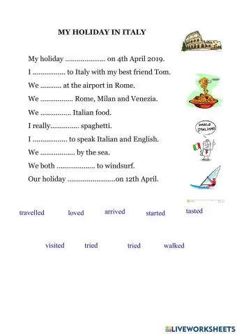 Regular verbs - holiday in Italy