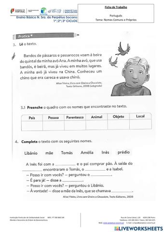 Nomes comuns e próprios