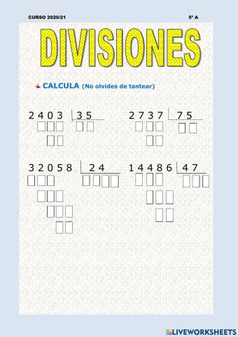 Divisiones por dos cifras en divisor