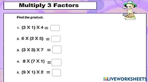 Multiply 3 factors