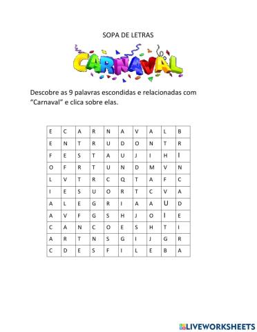 Sopa de Letras -Carnaval-