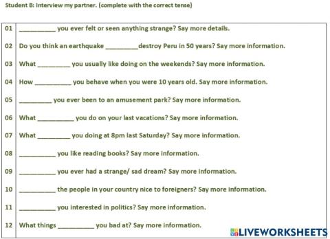 Review: complete the questions