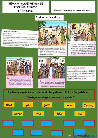 Tema 4.¿Qué cambios ocurren al encontrarse con Jesús?5º Primaria Tierno Galván