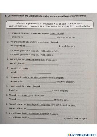 Volunteering at a Park: A Notice Voc. Review 2