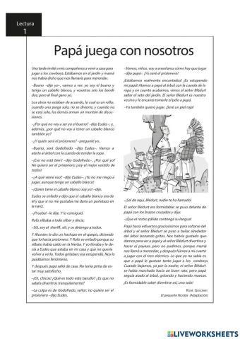 Comprensión Lectora: Papá juega con nosotros