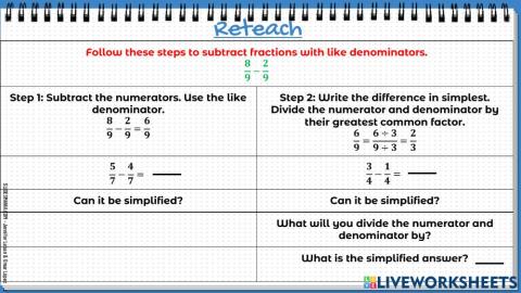 Subtract Fractions