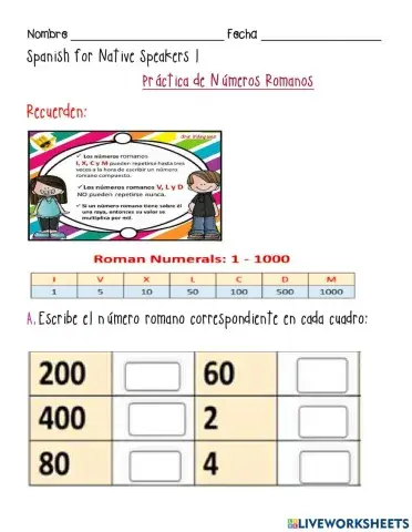 Práctica de Números Romanos