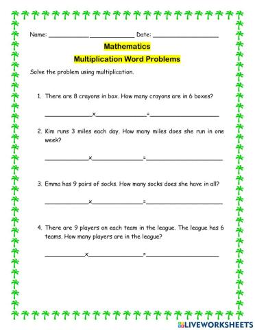 Multiplication Word Problems