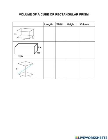 Volume of Cube and Rectangular Prism