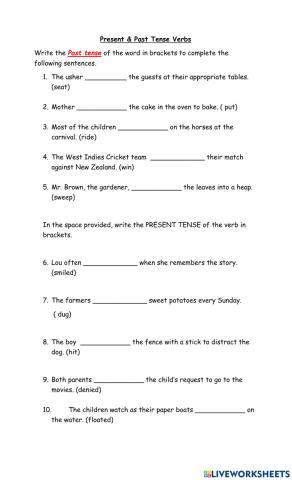 Present & Past Tense Verbs