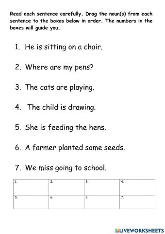 Identifying Nouns in Sentences