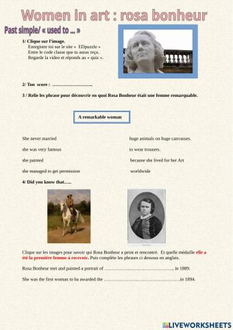 Woman in Art Rosa Bonheur- past simple: used to
